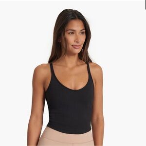 Vuori Olive Green Ribbed Crop Tank Top